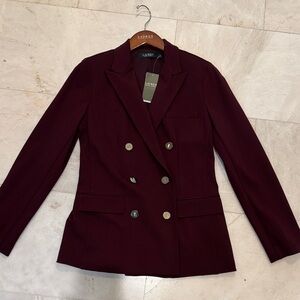 Lauren Ralph Lauren Burgundy Double-Breasted Blazer